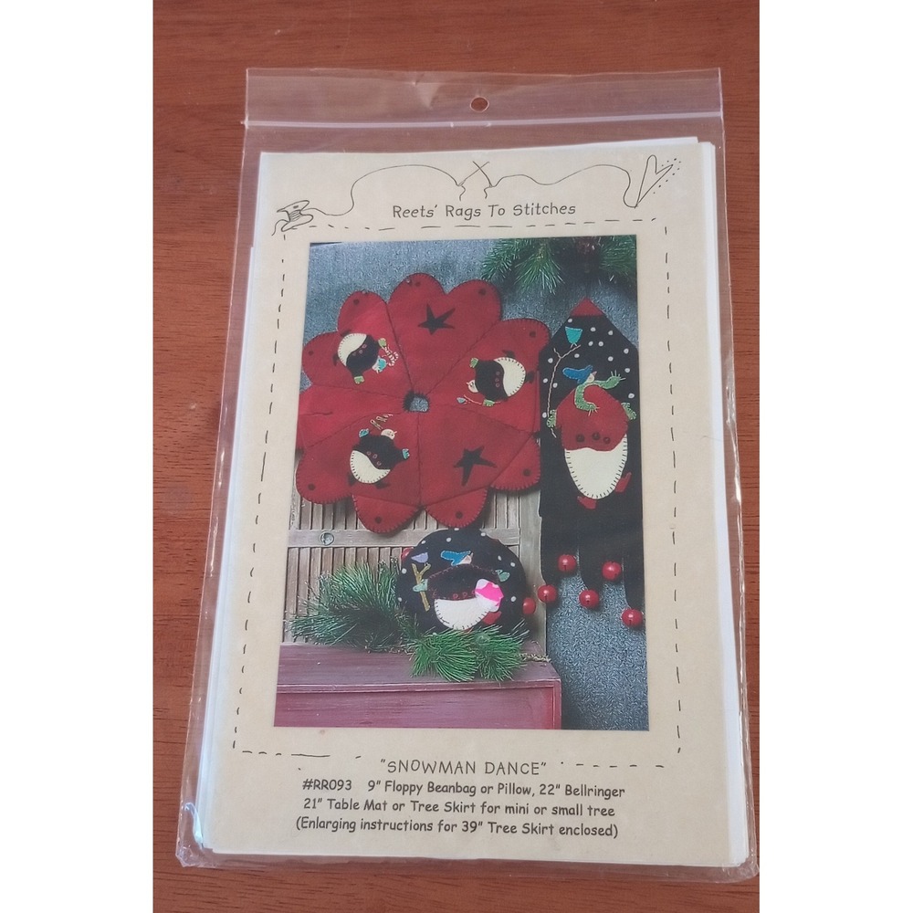 Reets Rags To Stitches Snowman Dance Pattern RR093 Tree Skirt Pillow Bellringer
